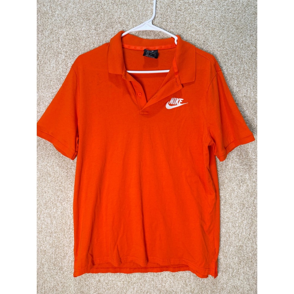 Flawed Nike Mens orange polo shirt Sportswear Futura Logo Short Sleeve Large